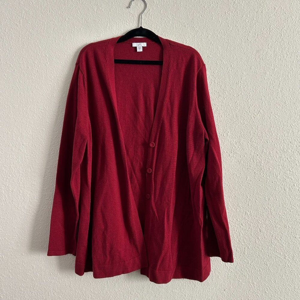 J.Jill Red Petite Large Cardigan Sweater